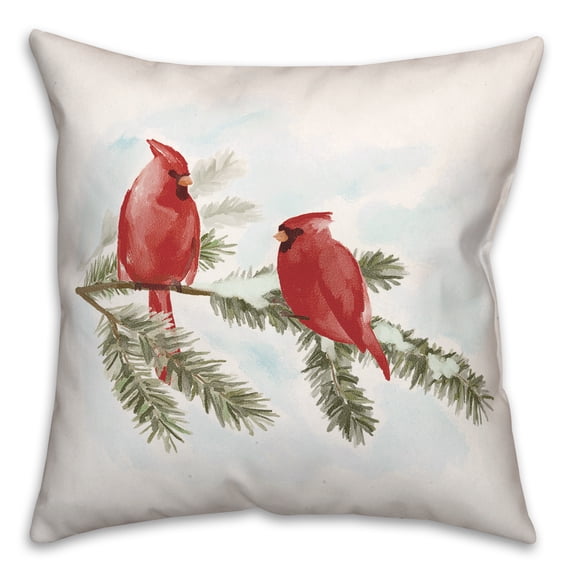 Creative Products Two Cardinals On Branch 16 x 16 Spun Poly Pillow