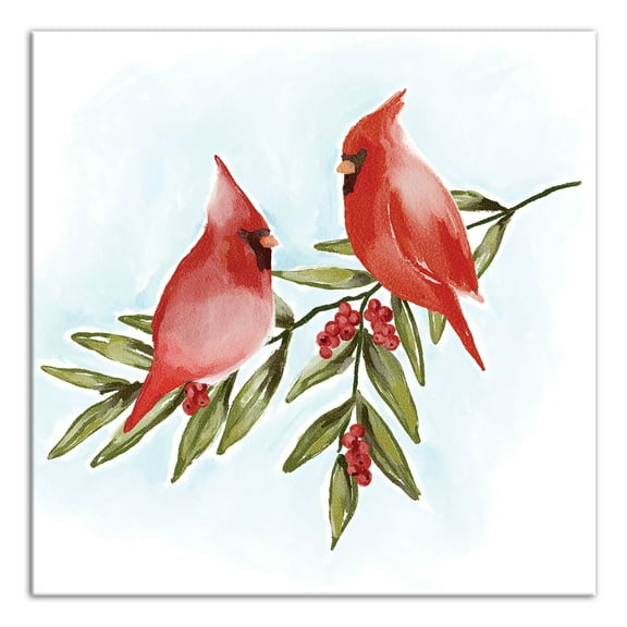 Creative Products Two Cardinals On Leaves 3 16 x 16 Canvas Wall Art