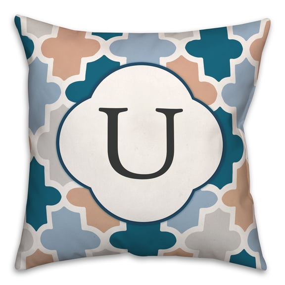 Creative Products U Quatrefoil Monogram 18 x 18 Spun Poly Pillow