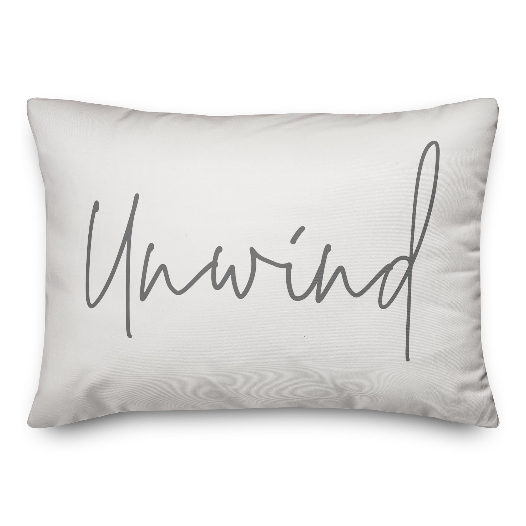 Creative Products Unwind Script White and Grey 14x20 Indoor / Outdoor Pillow