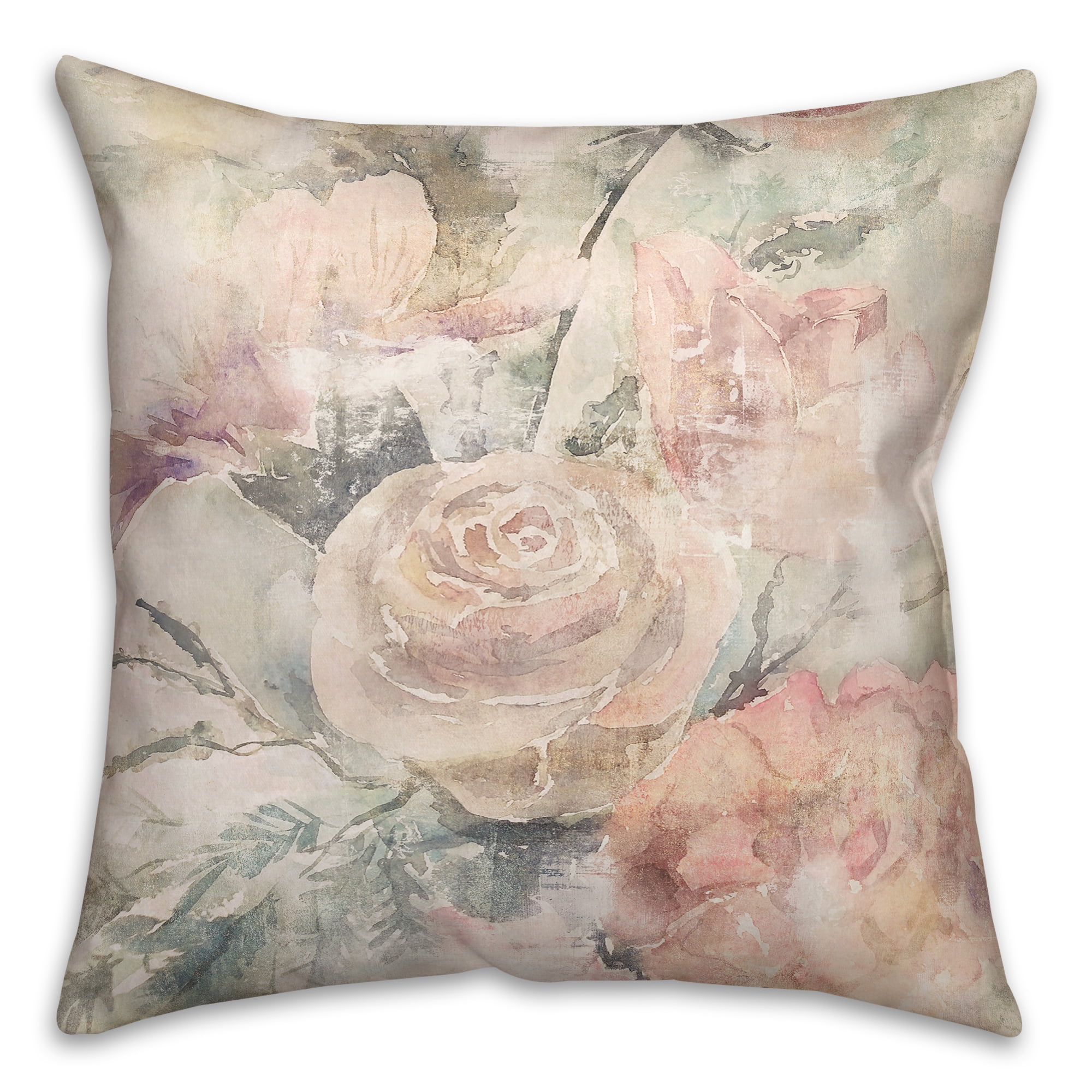Vintage Floral 18 x 18 Polyester Throw Pillow