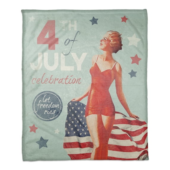 Creative Products Vintage Fourth of July Celebration 50x60 Coral Fleece Blanket