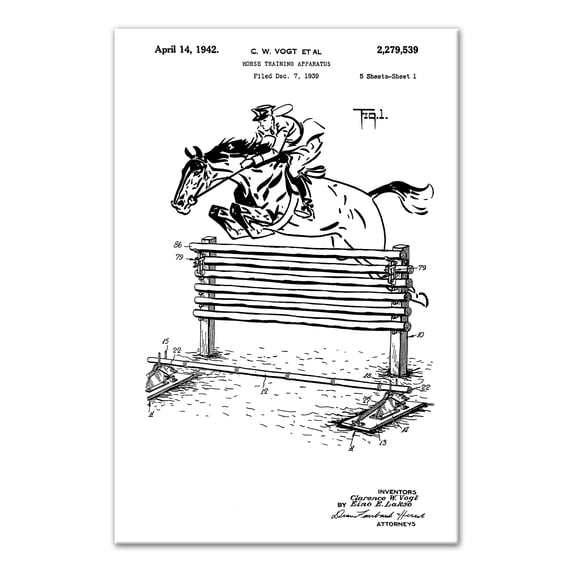 Creative Products Vintage Horse Jumping Patent 20 x 30 Canvas Wall Art