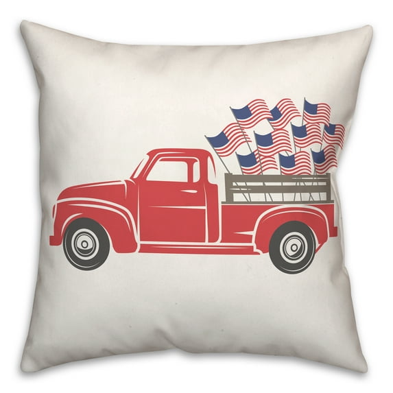 Creative Products Vintage Patriotic Flag Truck 18 x 18 Indoor / Outdoor Pillow