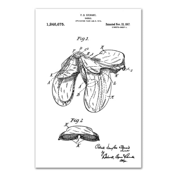 Creative Products Vintage Saddle Patent Sketch 20 x 30 Canvas Wall Art