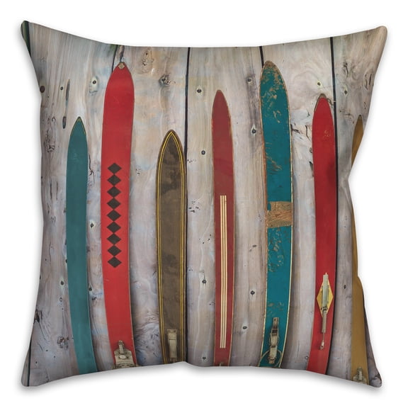 Creative Products Vintage Skis 16 x 16 Spun Poly Pillow