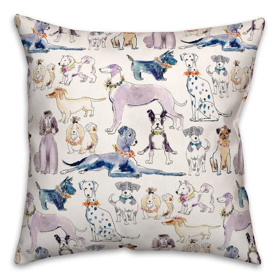 Creative Products Watercolor Dog Flowers 3 16 x 16 Spun Poly Pillow