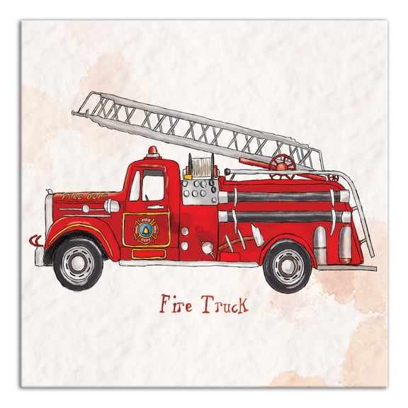 Creative Products Watercolor Fire Truck 12x12 Canvas Wall Art