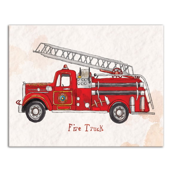 Creative Products Watercolor Fire Truck 14x11 Canvas Wall Art
