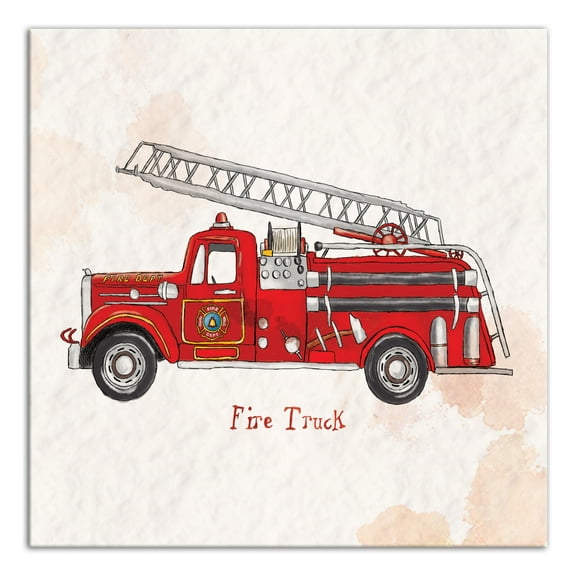 Creative Products Watercolor Fire Truck 20x20 Canvas Wall Art
