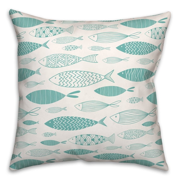 Creative Products Watercolor Fish Teal 18x18 Spun Poly Pillow