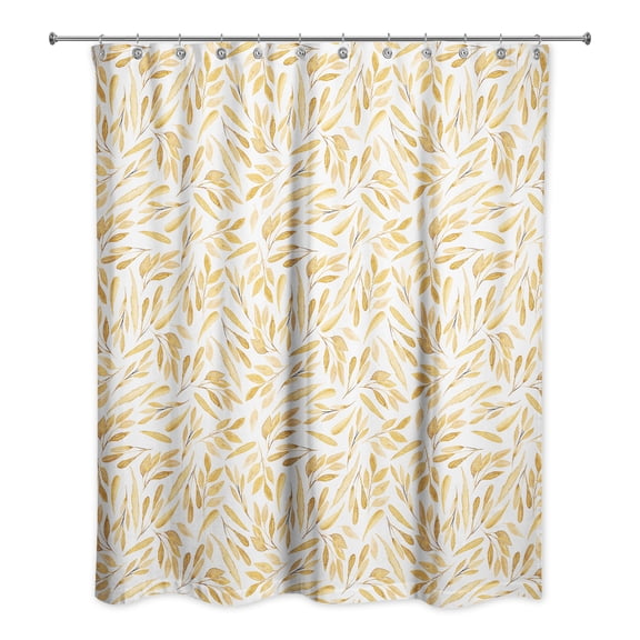 Creative Products Watercolor Gold Leaves Pattern 71x74 Shower Curtain