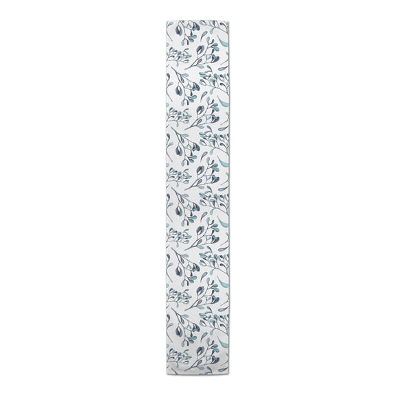 Creative Products Watercolor Leaves And Berries Blue 4 16 x 72 Poly Twill Table Runner