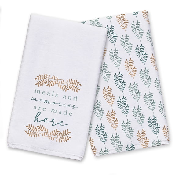 Creative Products Watercolor Leaves Meals Memories 16 x 25 Tea Towel Set of 2