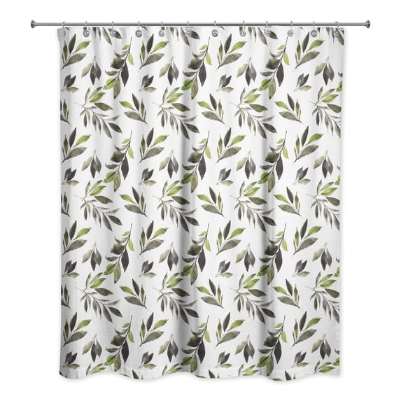 Creative Products Watercolor Leaves Pattern 71x74 Shower Curtain