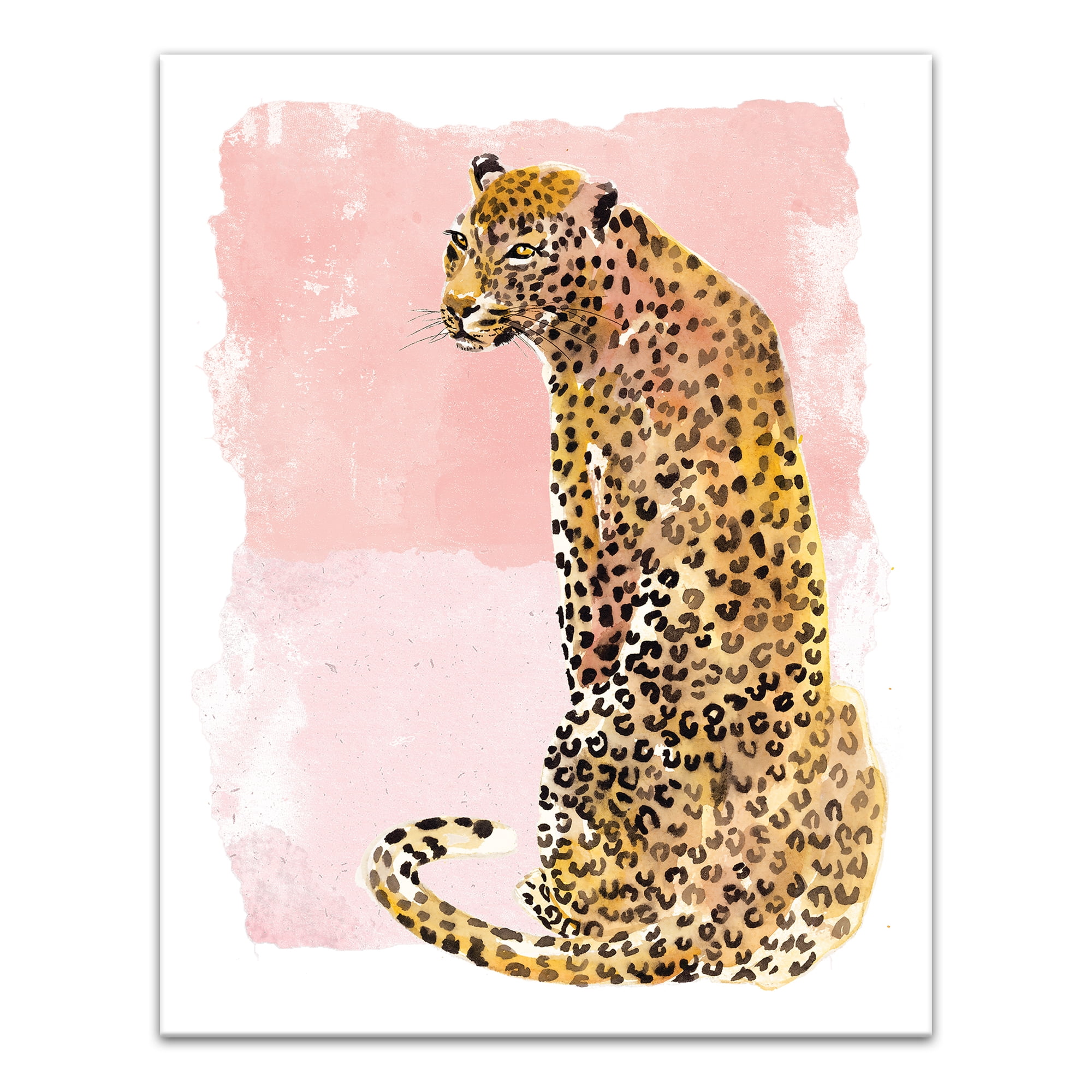 Watercolor Leopard on Two Tone Blush 11x14 Canvas Wall Art