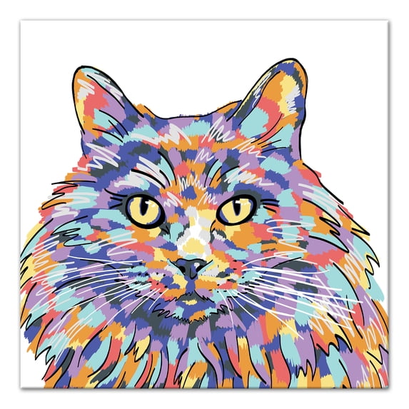 Creative Products Watercolor Long Hair Cat 16x16 Canvas Wall Art
