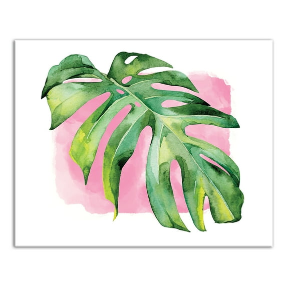 Creative Products Watercolor Palm Leaf with Pink Background 20 x 16 Canvas Wall Art