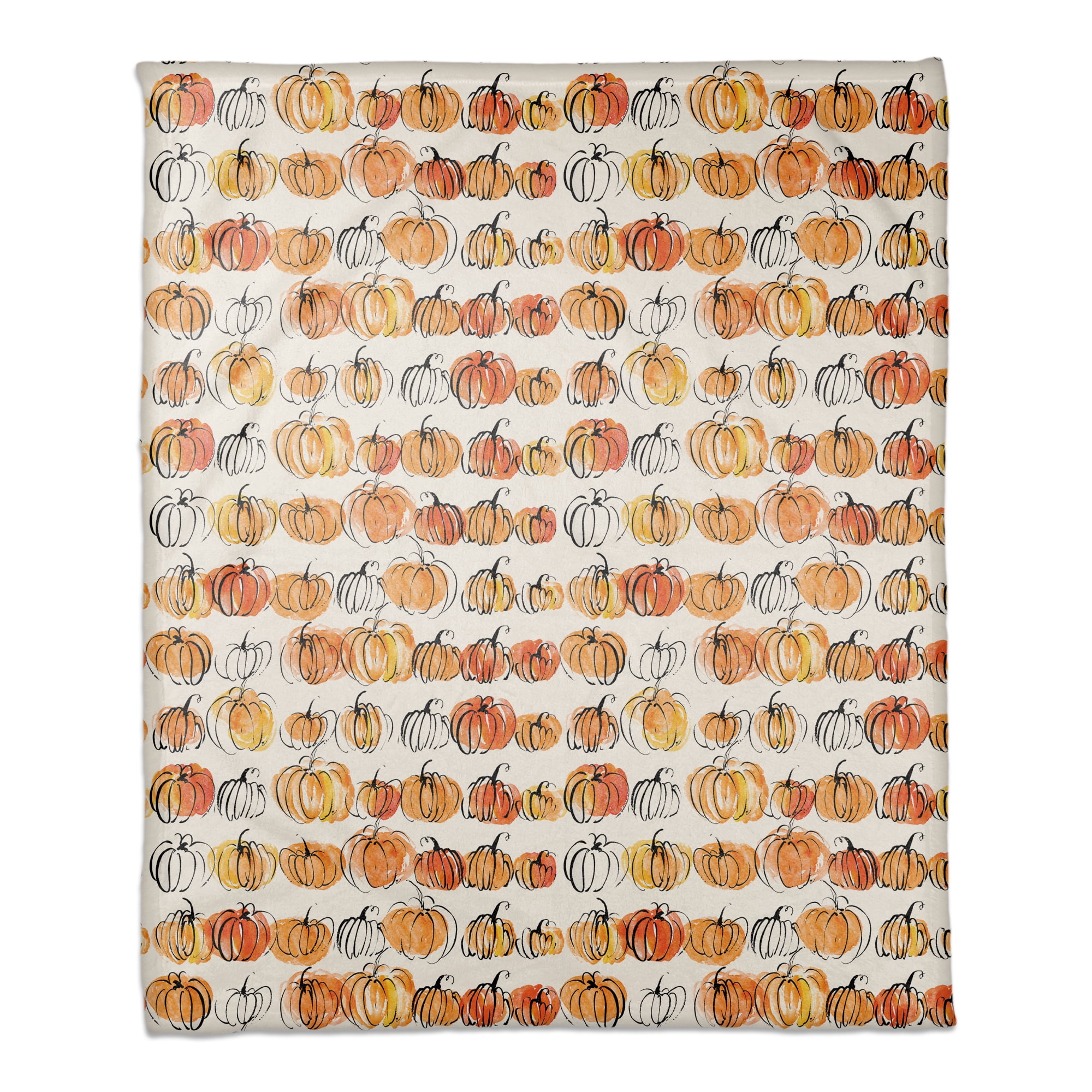 Watercolor Pumpkins Coral Fleece Halloween Throw Blanket