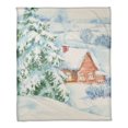 thumbnail image 1 of Creative Products Watercolor Winter Cabin 50 x 60 Coral Fleece Blanket, 1 of 3