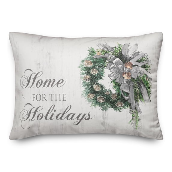 Creative Products Watercolor Wreath Home for the Holidays 14x20 Spun Poly Pillow
