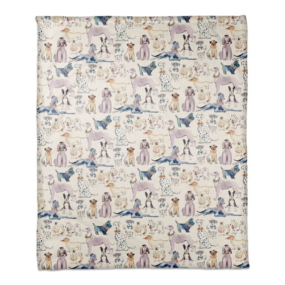 Creative Products Watrercolor Dog Flowers 50 x 60 Coral Fleece Blanket