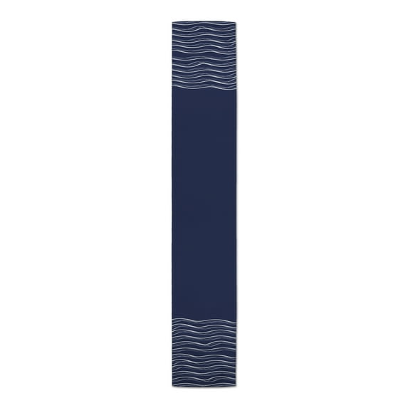 Creative Products Wavy Lines On Navy 16 x 90 Poly Twill Table Runner