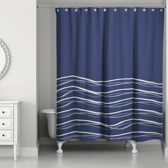 Creative Products Wavy Lines On Navy 71x74 Shower Curtain
