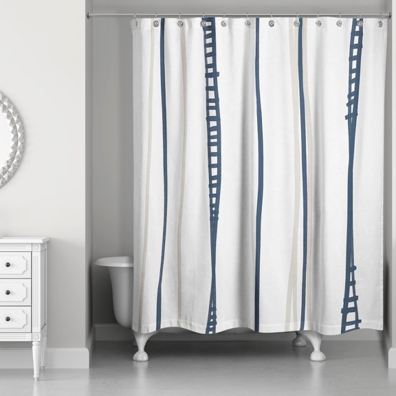 Creative Products Wavy Navy 71x74 Shower Curtain