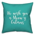 thumbnail image 1 of Creative Products We Wish You A Meowy Catmas in Teal 18x18 Spun Poly Pillow, 1 of 2
