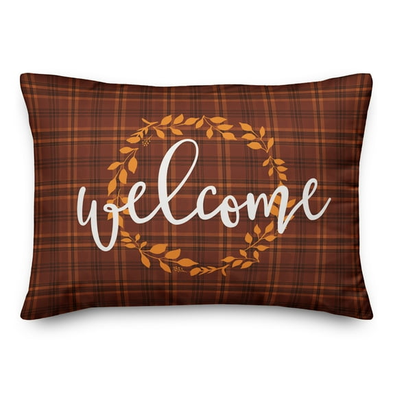 Creative Products Welcome Fall Plaid 14x20 Spun Poly Pillow