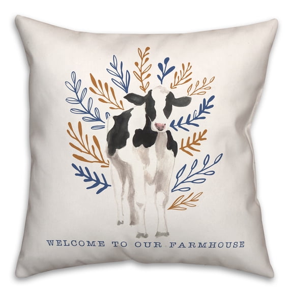 Creative Products Welcome Farmhouse Cow 18x18 Spun Poly Pillow
