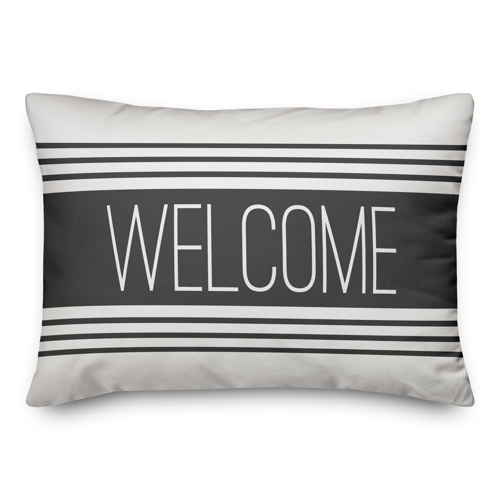 Creative Products Welcome Farmhouse Stripes Charcoal 14x20 Indoor / Outdoor Pillow
