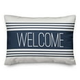 thumbnail image 1 of Creative Products Welcome Farmhouse Stripes Navy 14x20 Indoor / Outdoor Pillow, 1 of 2