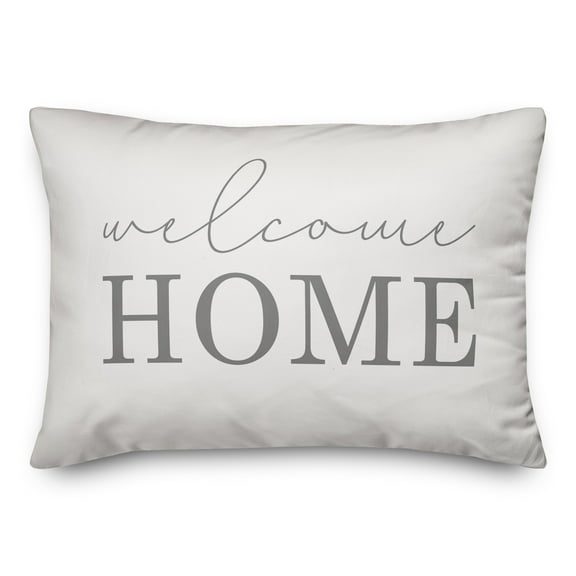 Creative Products Welcome Home Script Grey and White 14x20 Indoor / Outdoor Pillow
