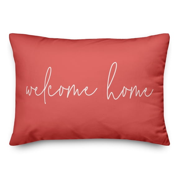 Creative Products Welcome Home Thin Script Coral 14x20 Indoor / Outdoor Pillow