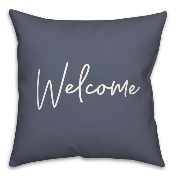 Creative Products Welcome Script Blue 20 x 20 Indoor / Outdoor Pillow