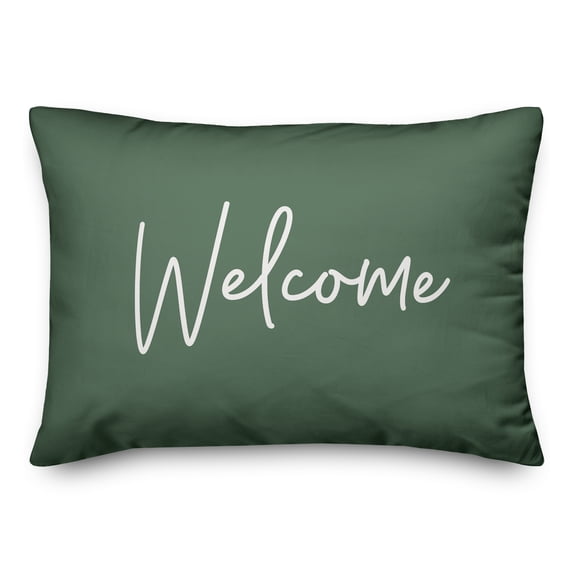 Creative Products Welcome Script Green 14 x 20 Indoor / Outdoor Pillow