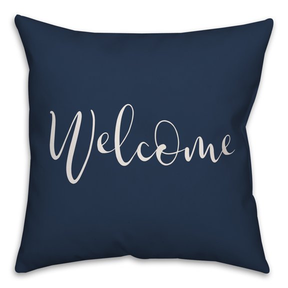 Creative Products Welcome Script Navy 16x16 Indoor / Outdoor Pillow