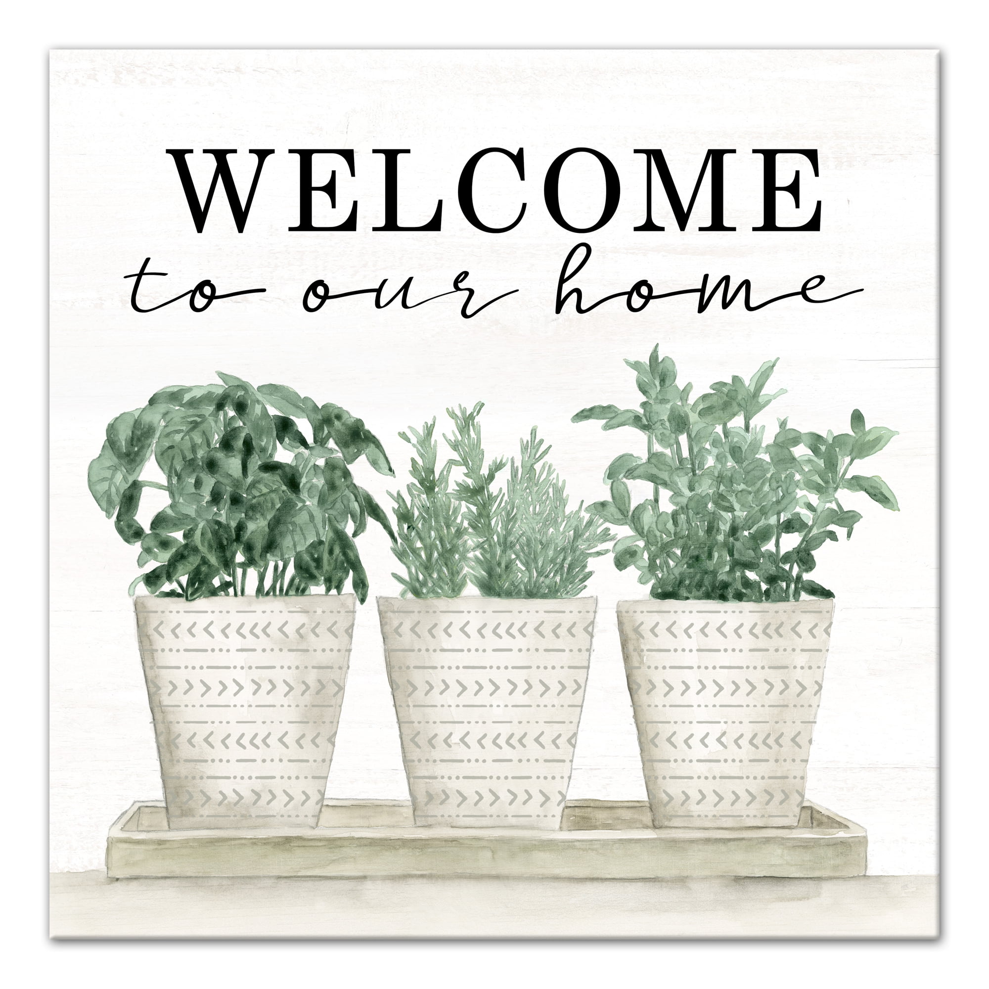 Welcome To Our Home Greenery Canvas Wall Art