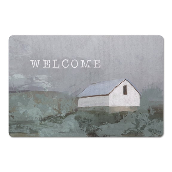 Creative Products Welcome White Barn in Fog 27x18 Floor Mat