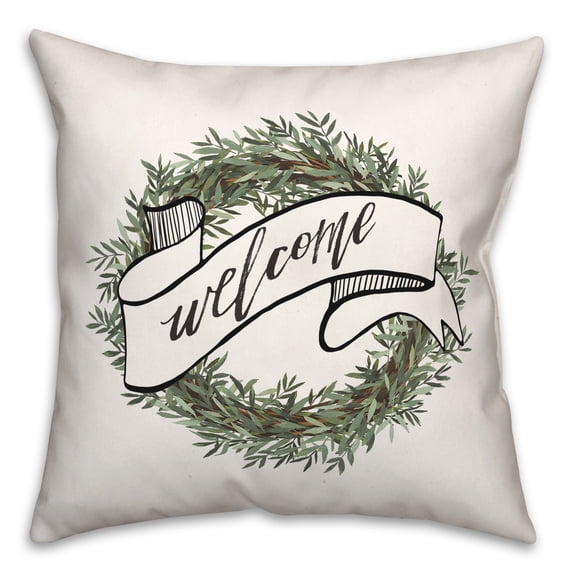 Creative Products Welcome Wreath 2 18 x 18 Spun Poly Pillow