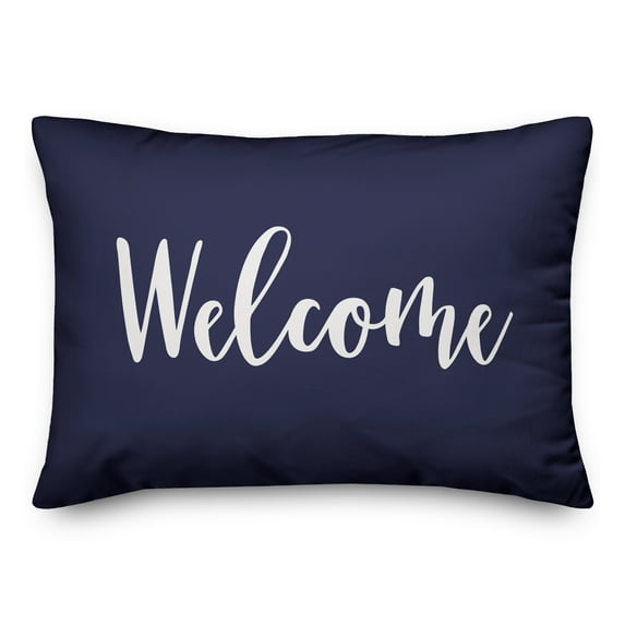 Creative Products Welcome in Navy 14 x 20 Spun Poly Pillow