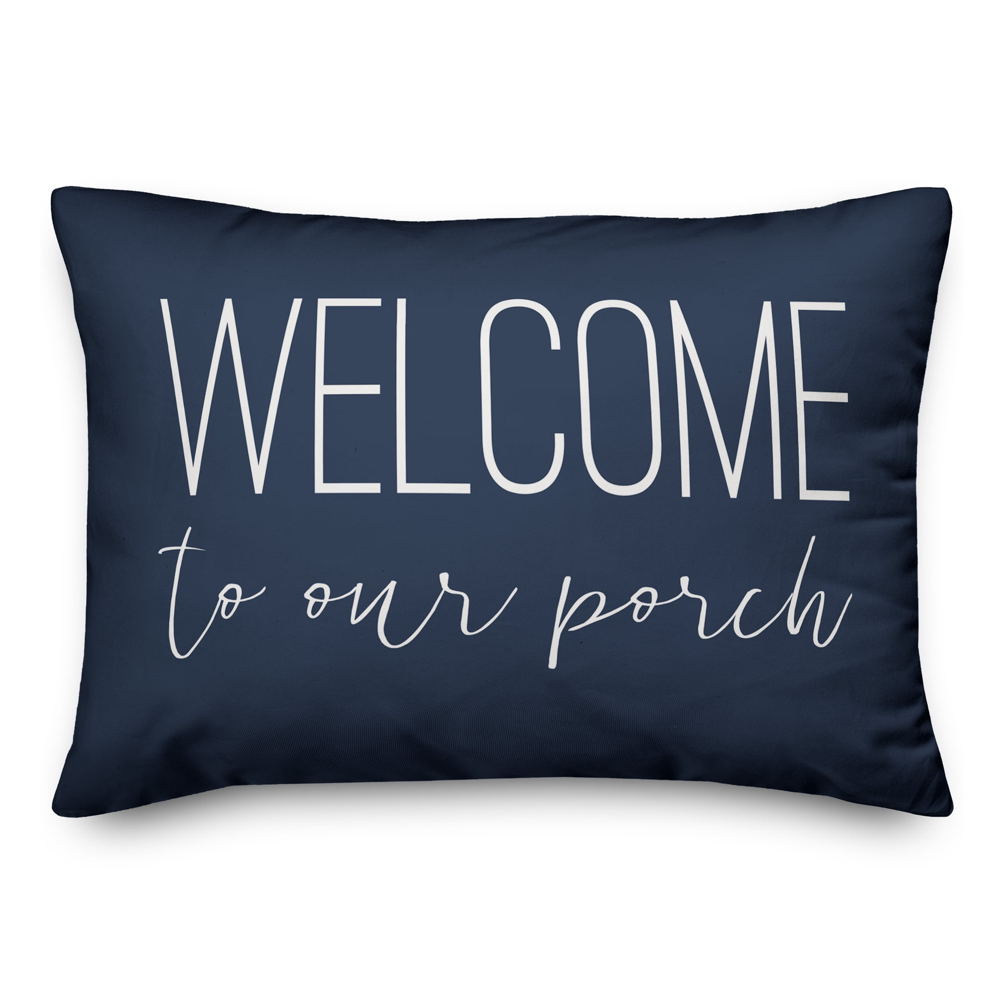 Creative Products Welcome to Our Porch Navy 14x20 Indoor / Outdoor Pillow