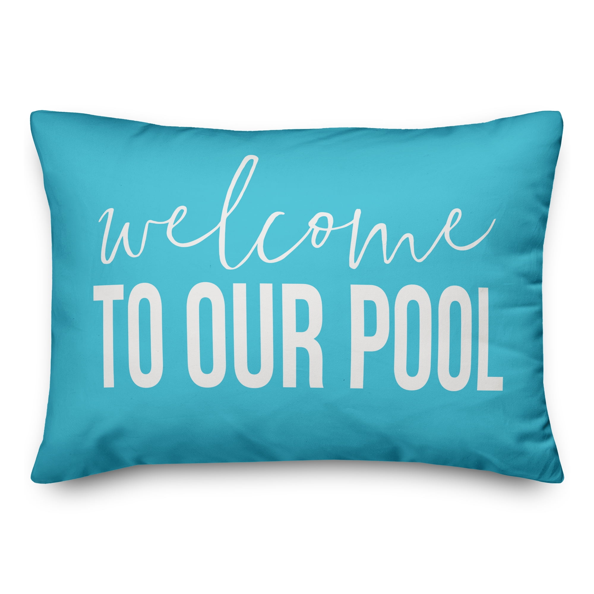 Aqua and White Polyester Pool Lumbar Pillow