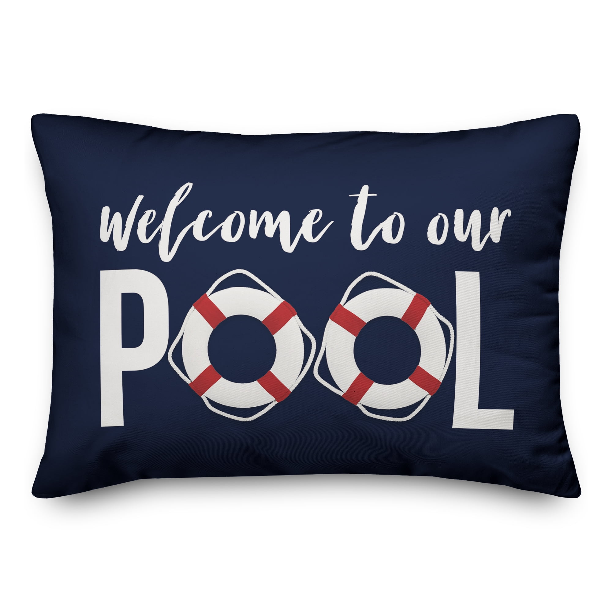 Navy Welcome to Our Pool Indoor/Outdoor Polyester Pillow