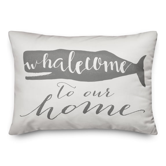Creative Products Whalcome Home Gray 14x20 Spun Poly Pillow