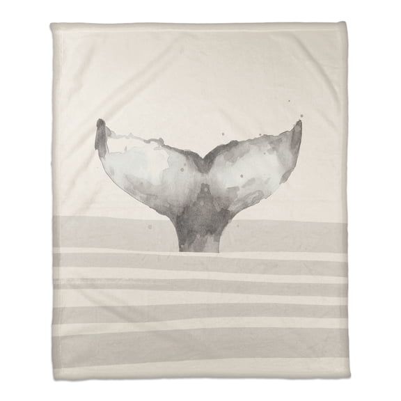 Creative Products Whale Tail Stripes Gray 50x60 Coral Fleece Blanket