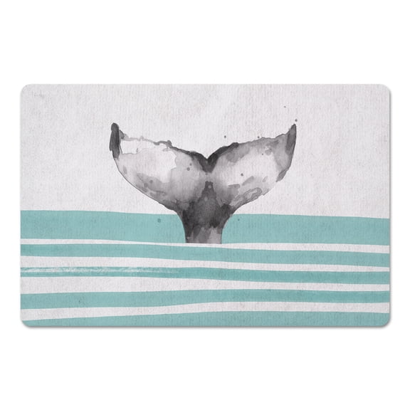 Creative Products Whale Tail Stripes Teal 27x18 Floor Mat