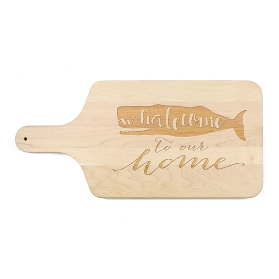 Creative Products Whalecome To Our Home 17 x 8 Maple Paddle Cutting Board